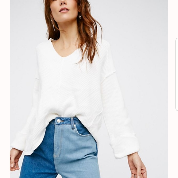 Free People Sweaters - Free People La Brea V-Neck Sweater, white size xs